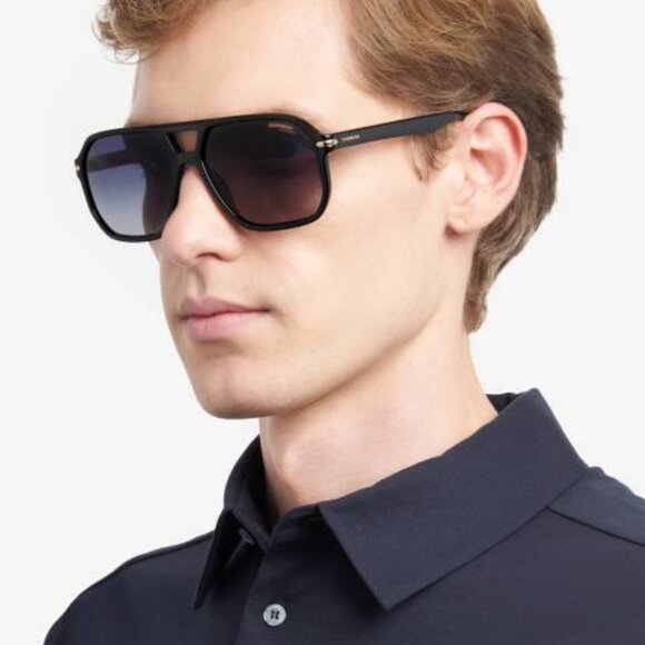 CARRERA 302/S/N 02M2 M9 Sunglasses Black Aviator Frame, Grey Polarized Lenses - Picture 3 of 10